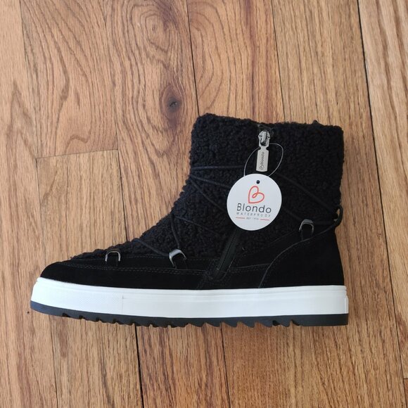 Blondo Sanity Black Waterproof Suede Faux Fur Winter Snow Boots Women Bootie 10 - Picture 12 of 14